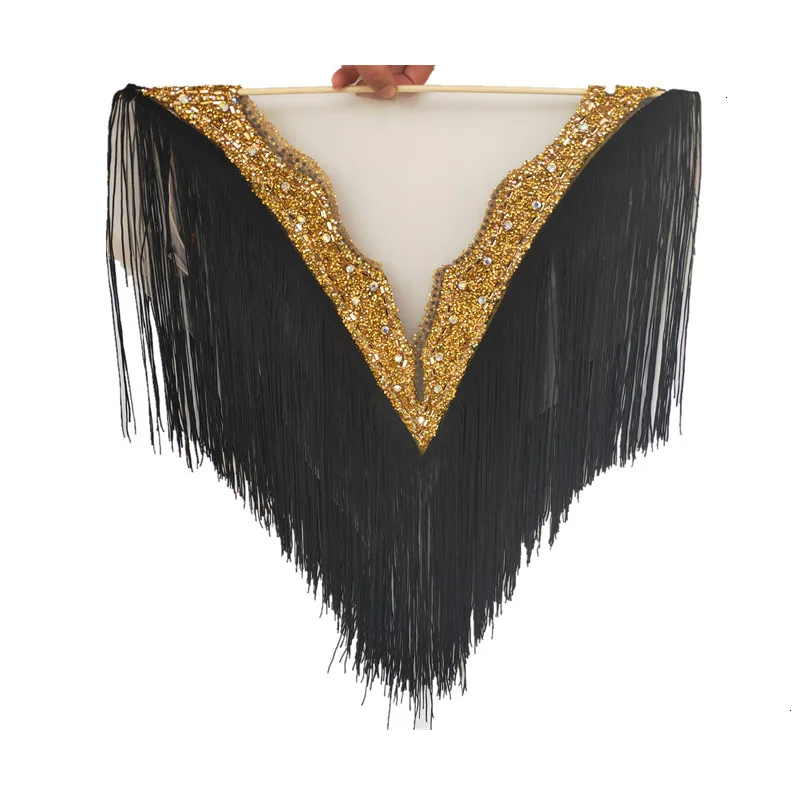 Hot Sale GOLD Circle Wedding Embroidered Beaded Collar With Tassels Appliques Neckline Fringe Trim Lace DIY Dress Accessories