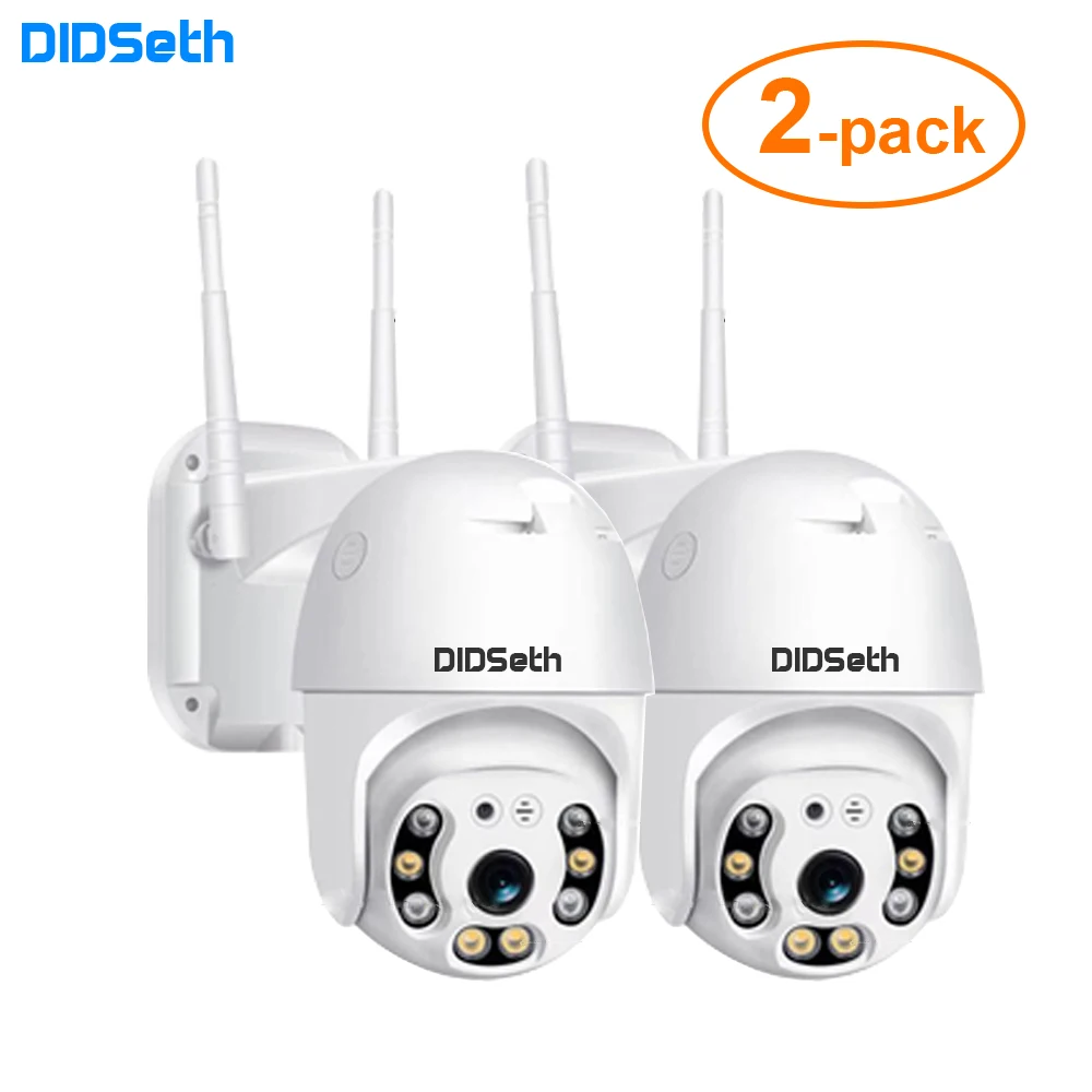 DIDseth 2PCS HD 1080P Wifi PTZ IP Camera Outdoor Wireless Speed Dome CCTV Security Camera Onvif 2MP AI Home Surveillance Camera