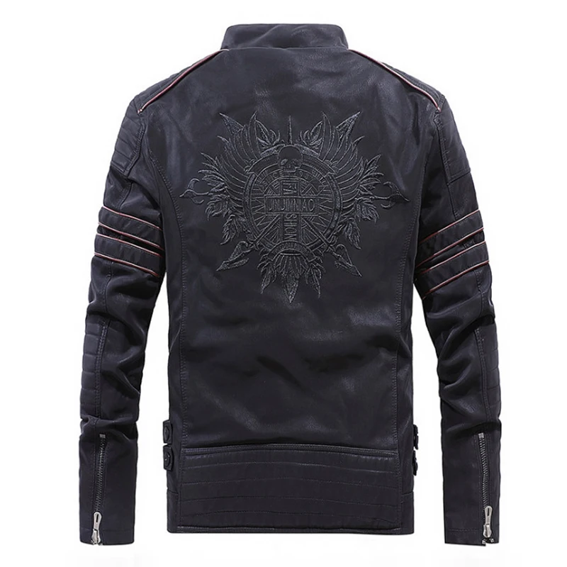 Besting Sale Exported to Europe and America Men Leather Suede Jacket Fashion Embroidery Motorcycle Leather Jacket Male Outerwear