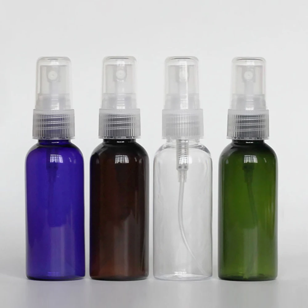 

round empty bottle cosmetic spray travel refillable, 50ml fine mist spray plastic bottle perfume