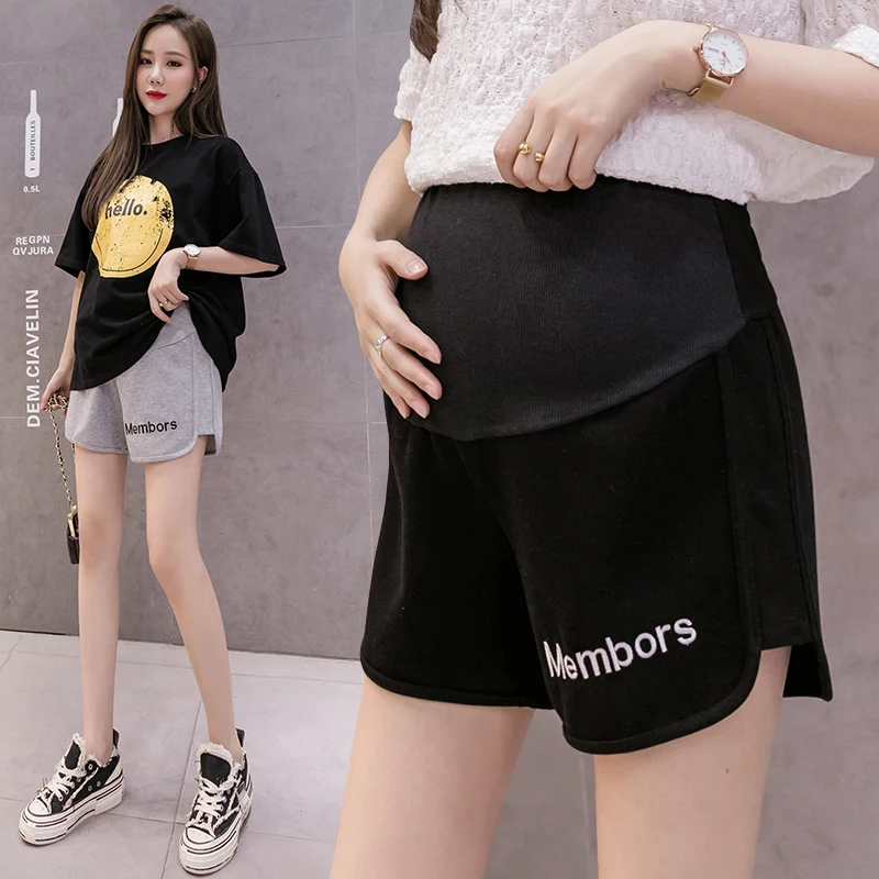 Moederschap Shorts Zomer Mode Sport Broek Zwangere Vrouwen Katoen Losse Verstelbare Riem Trackpants Casual Zwangerschap Kleding