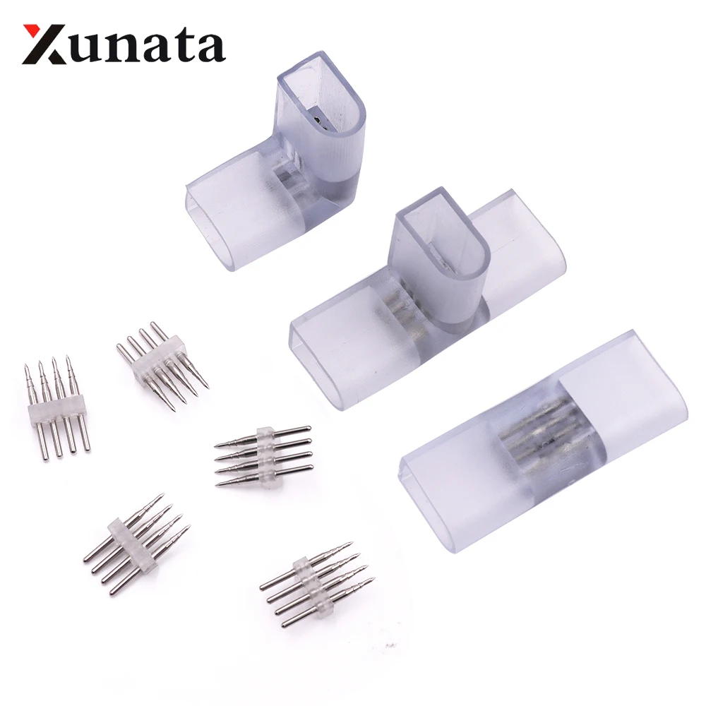 

4 pin I L T shape Corner connector middle plug With Copper needle for 110V 220V 2835 5050 RGB Size 10X20mm Neon Strip