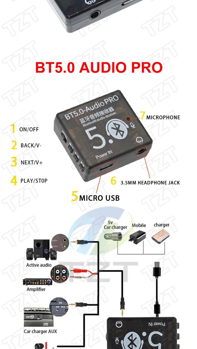 Bluetooth Audio Receiver Board Bluetooth 5.0 MP3 verlustfreie Platine Wireless Stereo Musik mit Leistungsverstärkermodul – Detail 36