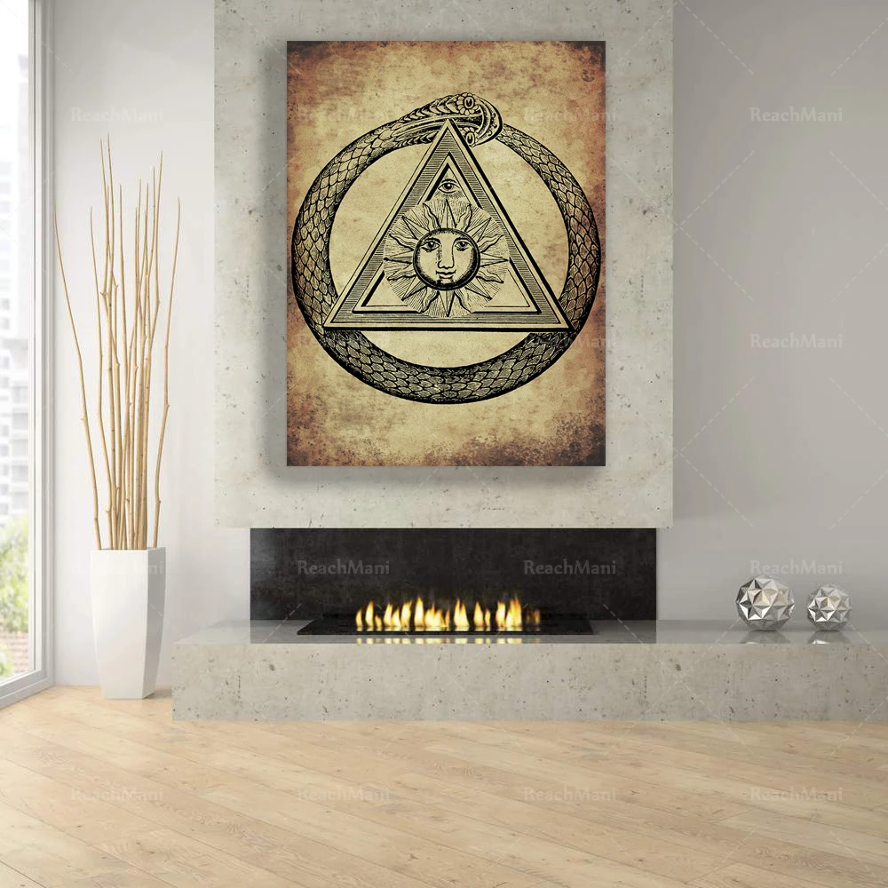 Ouroboros Snake Magick Triangle Poster, AlchemyOccult Print, Hermetic Decor, Ancient Art Print, Magick Decoration