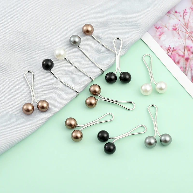 12pcs/lot Anti Slip Brooch Headscarf Shawl Scarf Lady Muslim Fixed Pins Scarf Hijab Clips Pearl Stylish Brooch for Women Jewelry