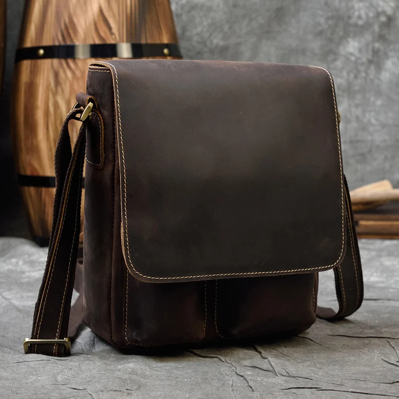 Vintage Fashion Men's Shoulder Bag Genuine Leather Men Sling Bag Cow skin genuine leather crossbody men messenger bag male