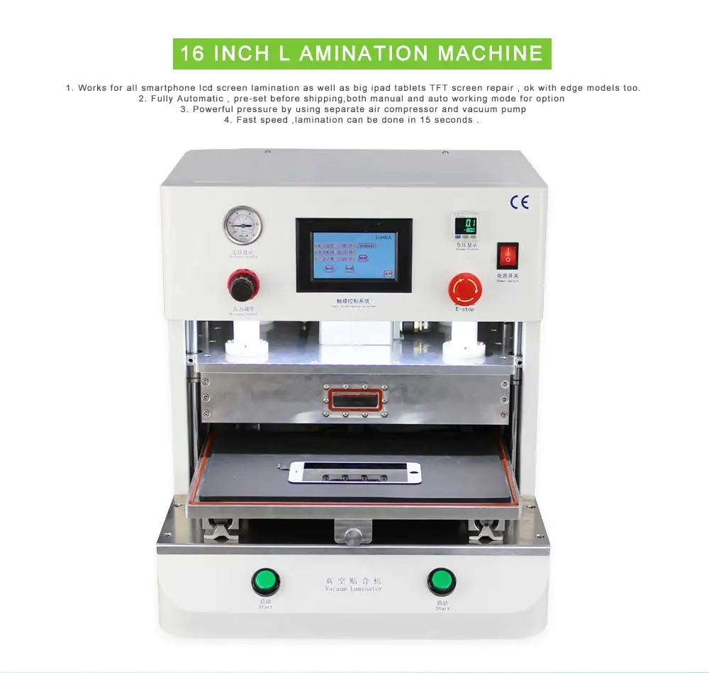 Jiutu 16 Inch Tablet Screen Front Glass Repair Vacuum OCA Laminating Machine Debubble Machine For iPhone 12 11Pro XS LCD Repair