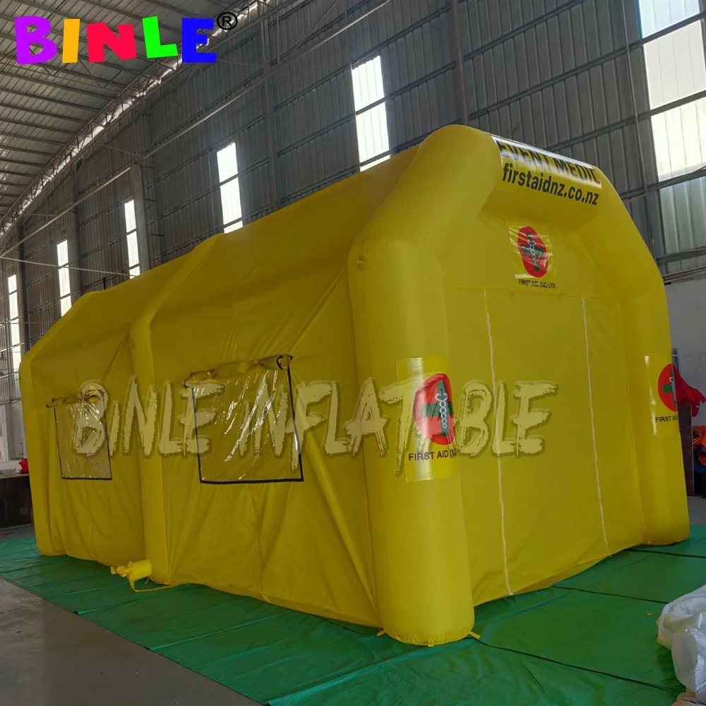 Tente médicale gonflable Portable jaune de 7x4x3.5 mètres, grande tente médicale d'extérieur, terrain d'urgence, pour publicité, pour événement