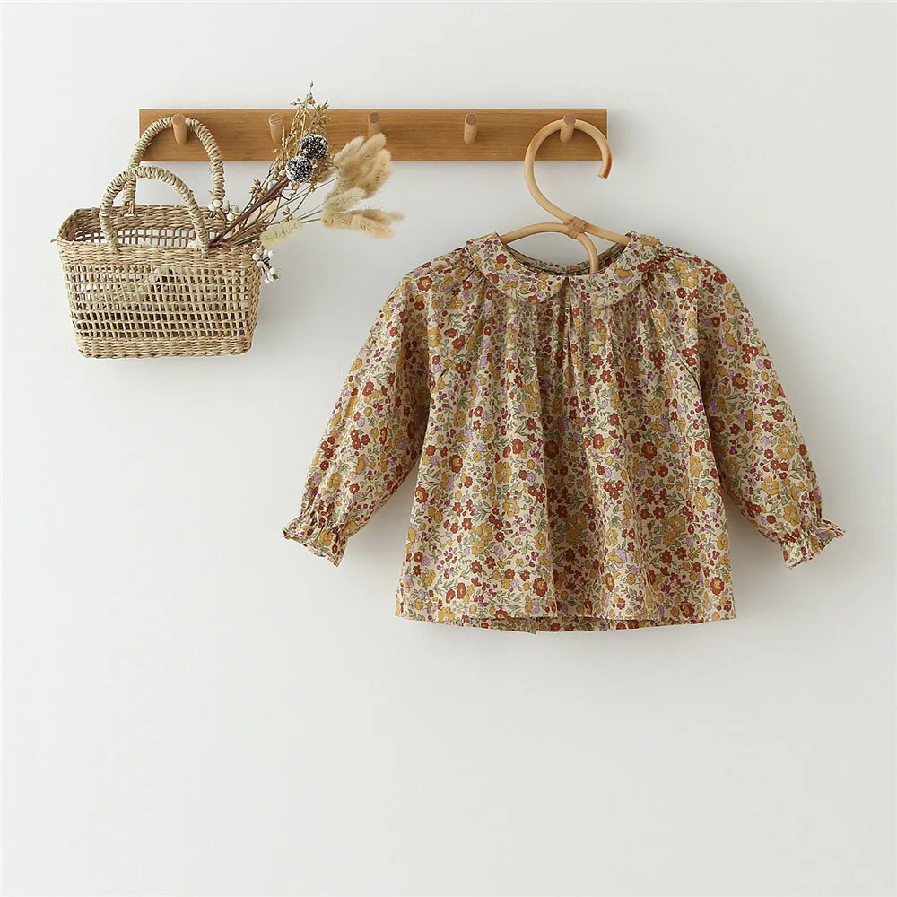 Fashion Baby Girl Dress Kids Clothes For Girls Long Sleeves Floral Blouse Dress For Girls Spring Summer Kids Dress For 0-6Y