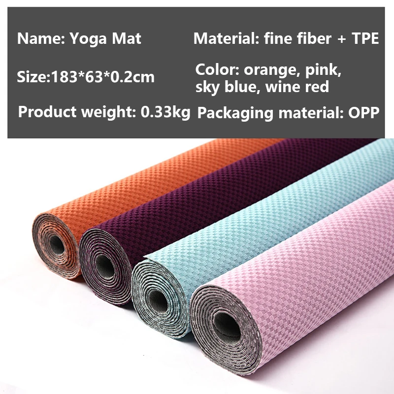 Yoga Mat TPE Thin Foldable Soft Sweat-absorbing Non-slip Portable Pilates Travel Mat 183cm * 68cm * 0.2cm Meditation Cushion