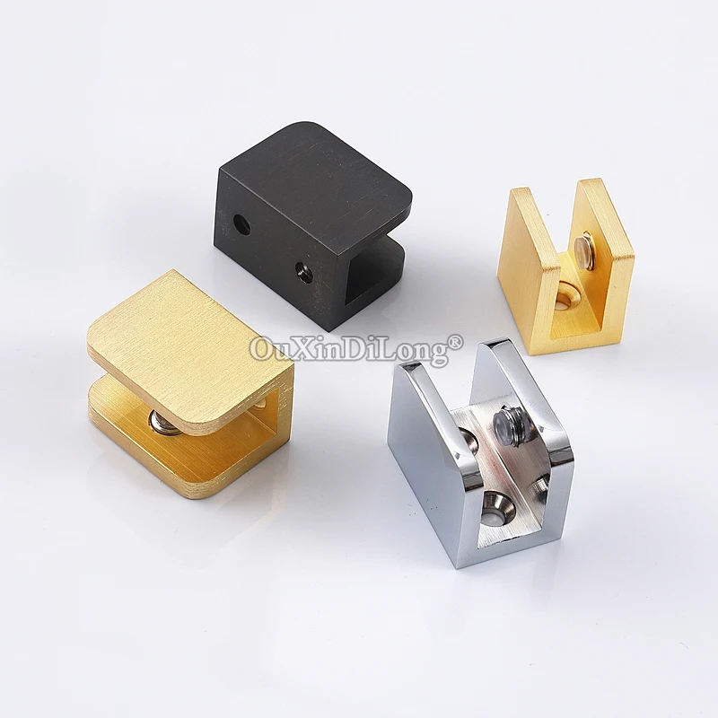 

10PCS Solid Pure Brass Thicken Glass Clamps Bathroom Shelves Support Clips Glass Fixed Holder Brackets for 5~12mm No Drilling