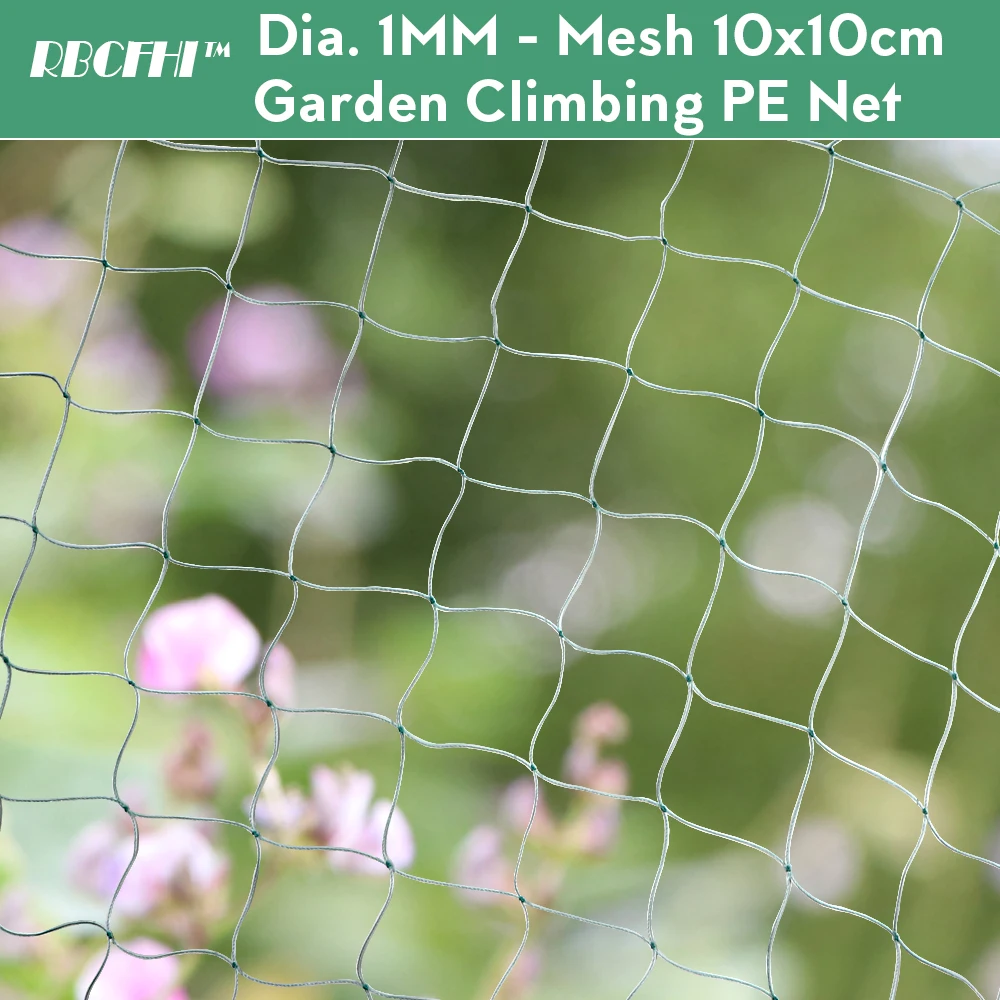 RBCFHI Dia 1MM Mesh 10x10CM Garden Netting Climbing Net Trellis Light Green Nylon Support for Vining Beans Plants Grow Fence