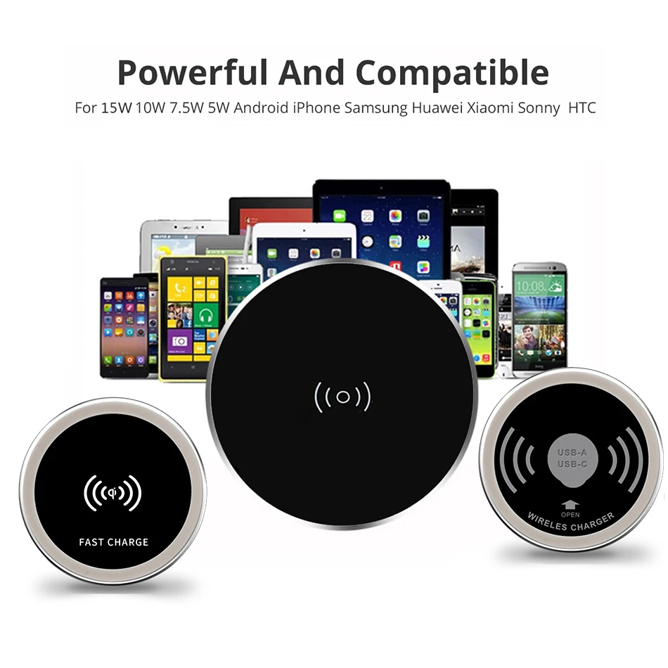 Desk Embeded Wireless Charger for iPhone 11 X Samsung S10 Xiaomi mi 9 Table Office 15W 10W 7.5W Qi Fast Pad Phone Charger 3.0