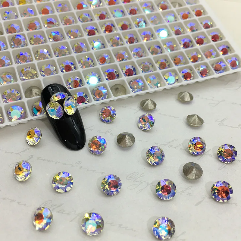 6MM Strasssteine Runde Spitze Rückseite Kristall Glitzer Glas Kristalle Acht Große Acht Kleine Für Nail art DIY Schmuck