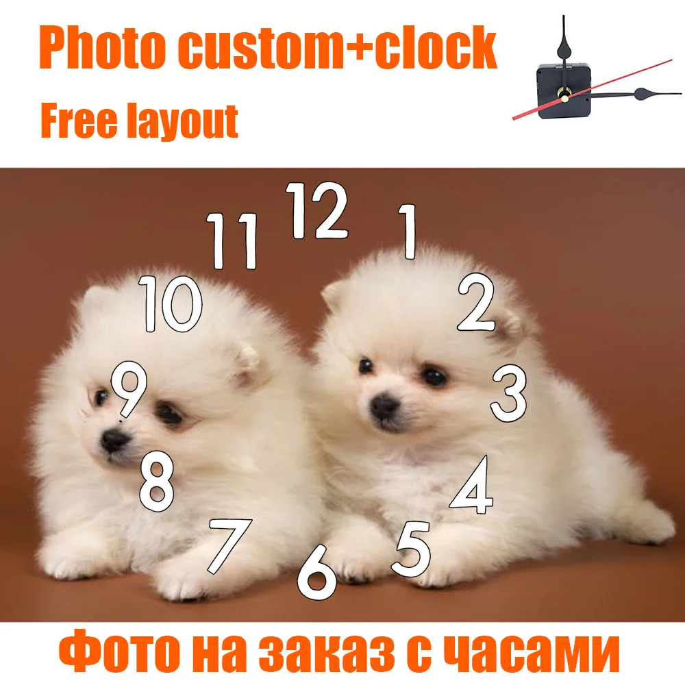 

"Photo Custom + Clock Mechanism" Diamond Painting Cross Stitch Kit Full Square/ Round 5D Picture Embroidery Personal Custom