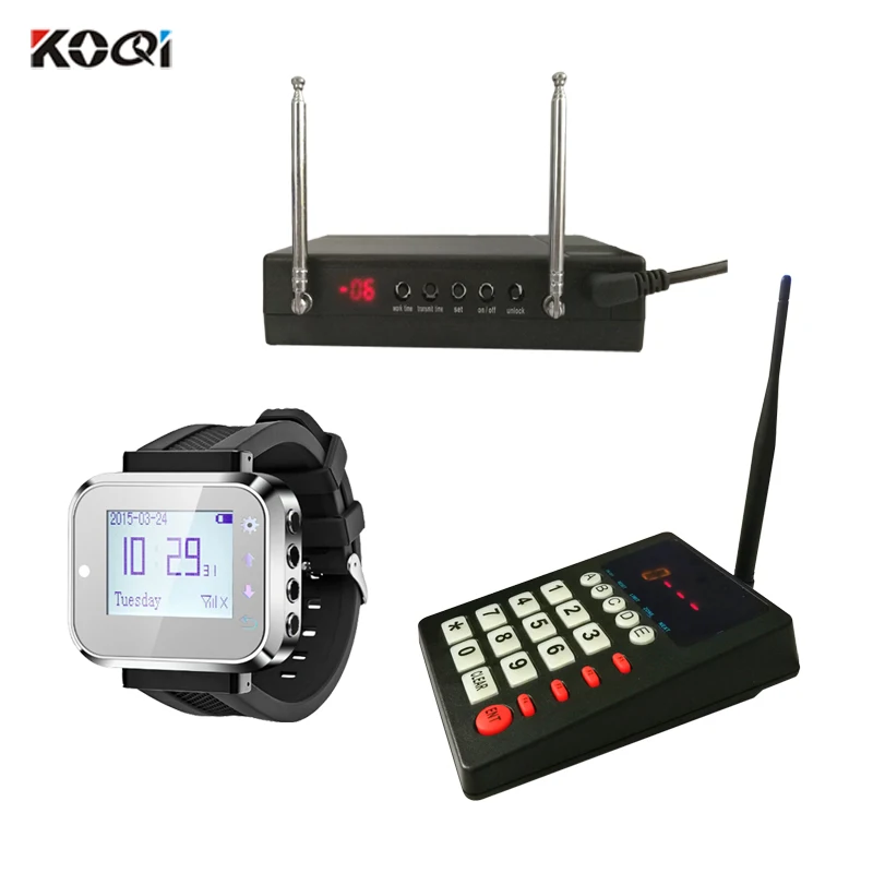 433.92mhz Kitchen Call Waiter System Wrist Watches Wireless Keypad Restaurant Calling Service with Signal Repeater