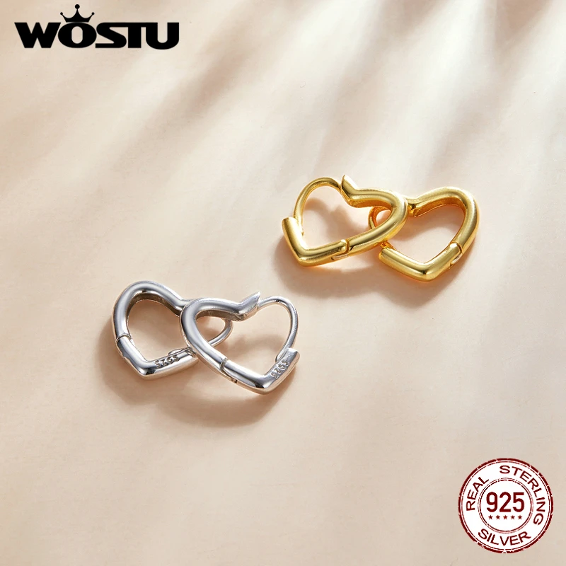 WOSTU Forever Circle Stud Earrings 100% 925 Sterling Silver Original Drop Shape Hoop Earrings For Women Lady Fine Jewelry Gift