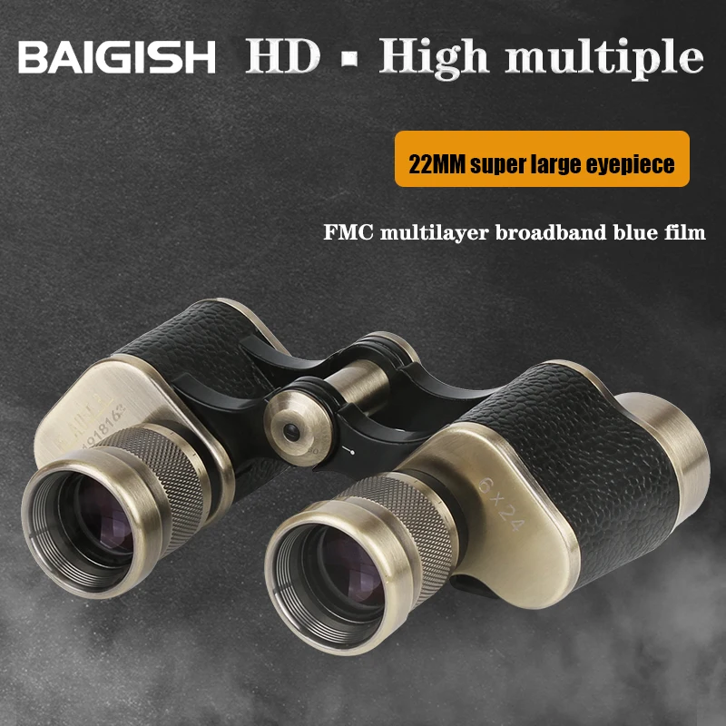 BAIGISH 6X24 Professional Military HD Binoculars Full-Metal Powerful Binoculars for Outdoor Tourism Hunting Telescope