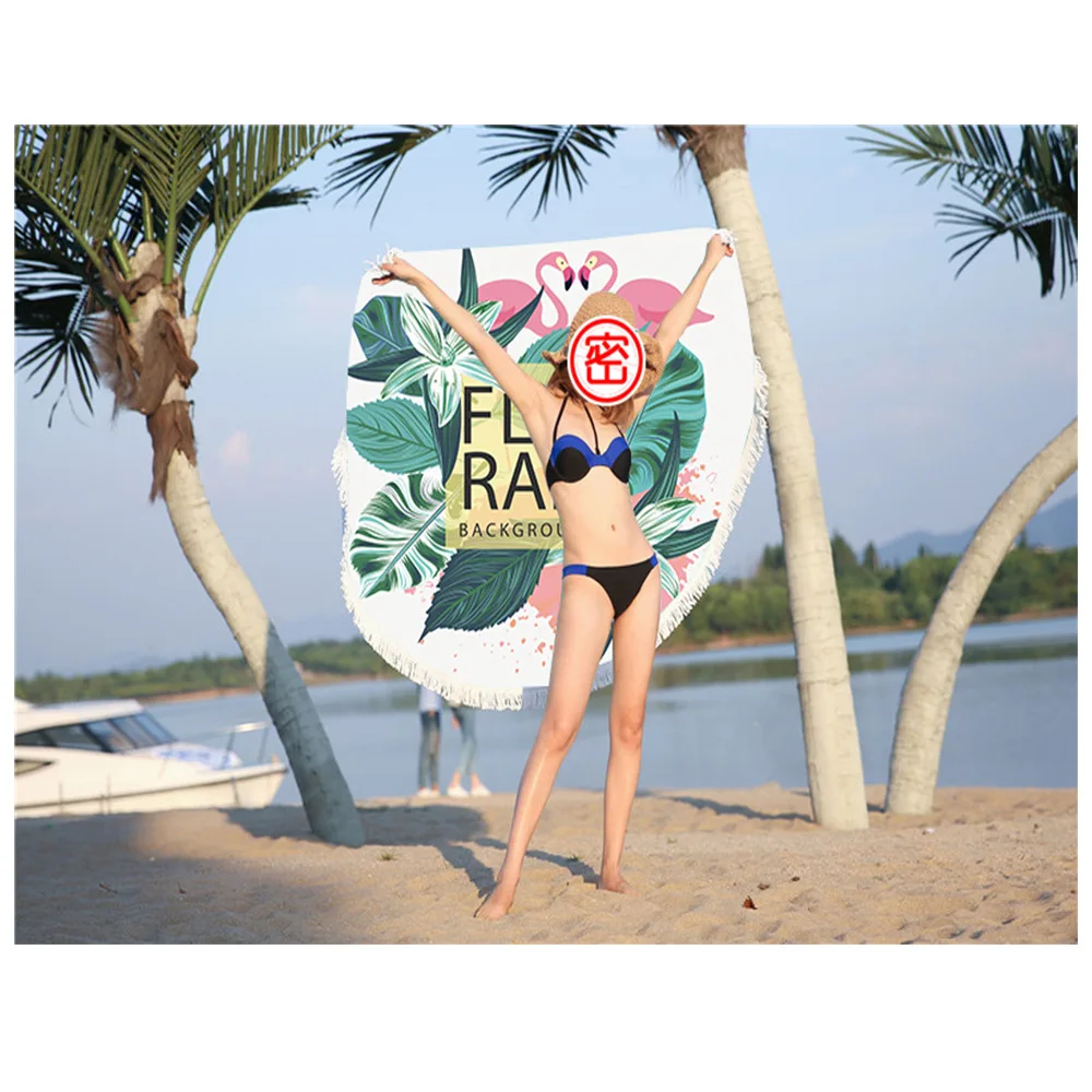 Summer seaside microfiber towel round beach towel vacation travel beach towel flamingo sunbathing mat