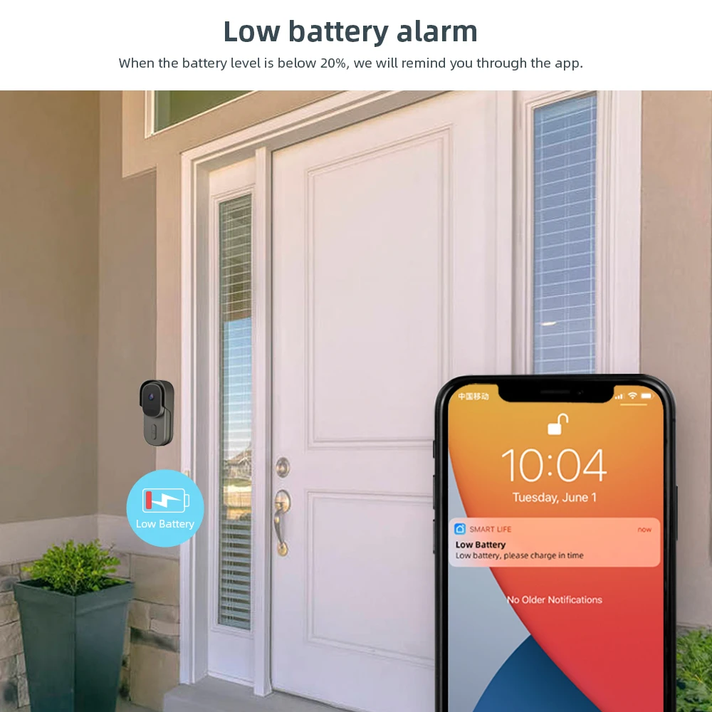 Tuya-timbre inalámbrico con WiFi para el hogar, timbre con cámara, batería, CC, CA, 12-24V, 1080P, con Alexa
