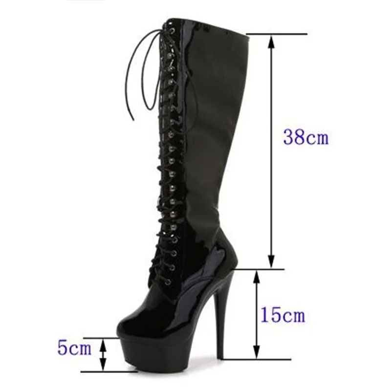 SDTRFT 2022 15cm tacchi sottili stivali alti al ginocchio piattaforma unisex botas mujer pompe da sposa da donna scarpe stringate da donna