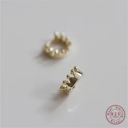 925 Sterling Silver Lovely Temperament Crown Earrings for Women 14K Gold Plated Wedding Jewelry Gift