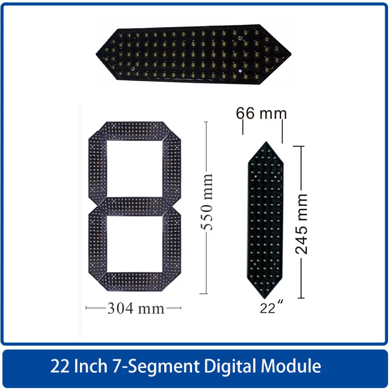 

22 inch led digital number board 7 segment display Module,LED clock / Oil price screen Outdoor Waterproof digits modules