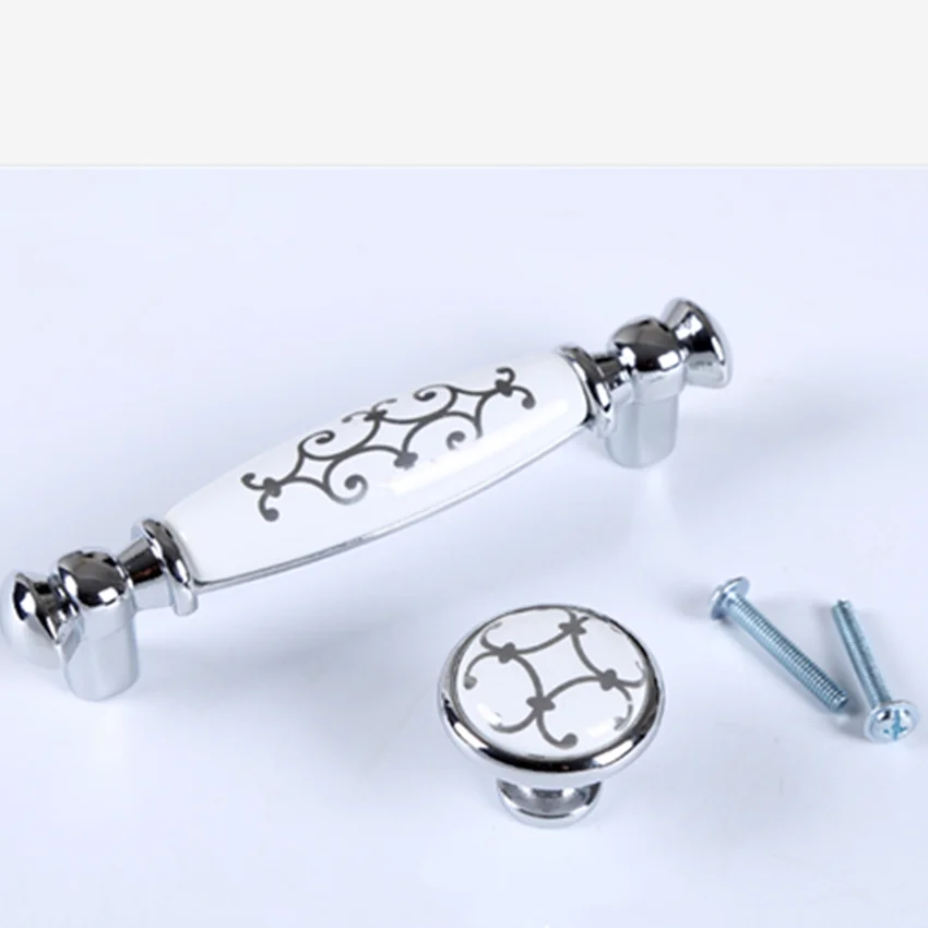 

96 мм, современная мода, серебристо-белая керамическая тумба кухонного шкафа, винного шкафа, дверная ручка, хромированный ящик для шкафа, ручка шкафа для телевизора