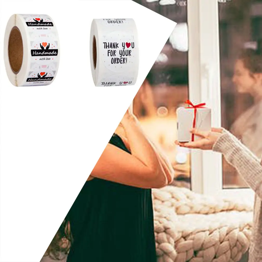 لفة ختم ملصقات شكرا لك الخبز الحرف اليدوية لوح نحاسي ذاتية اللصق المواد الجولة أعواد تزيين 1 بوصة