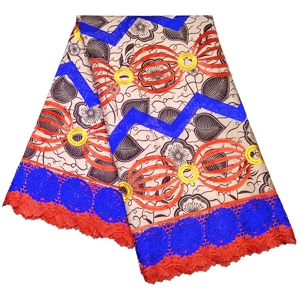 Tela africana con estampado de cera, tejido de encaje bordado de 6 yardas para vestido Dashiki africano