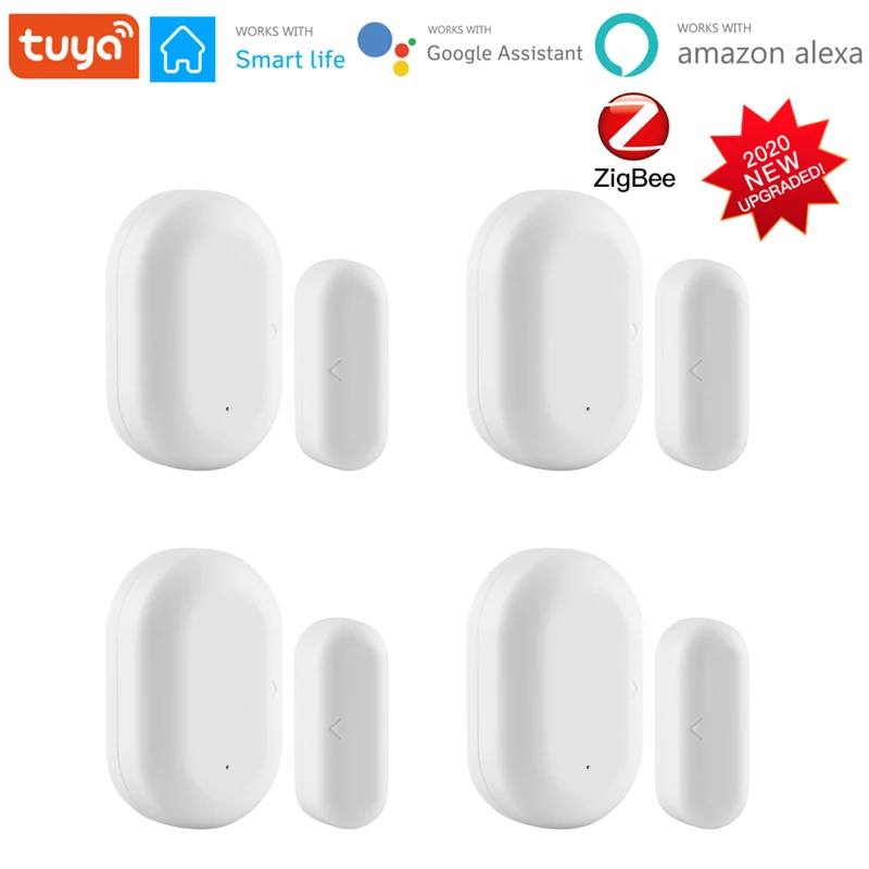 Tuya Smart ZigBee Window Door Sensor Gate Detector Security Alarm System Smart Life App Work With Zigbee Hub Alexa Google Home