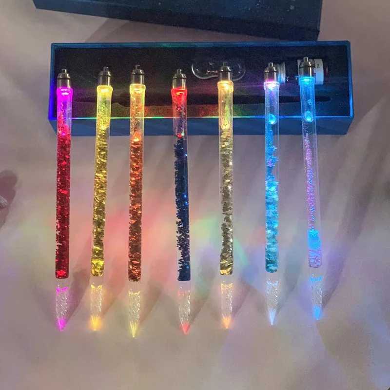 Glass Pen Dipped In Water Pen 7/13pcs Luminous Glass Dip Pens And Ink Set Color Ink Luminous Color Test Pens Glass Pencil Gifts