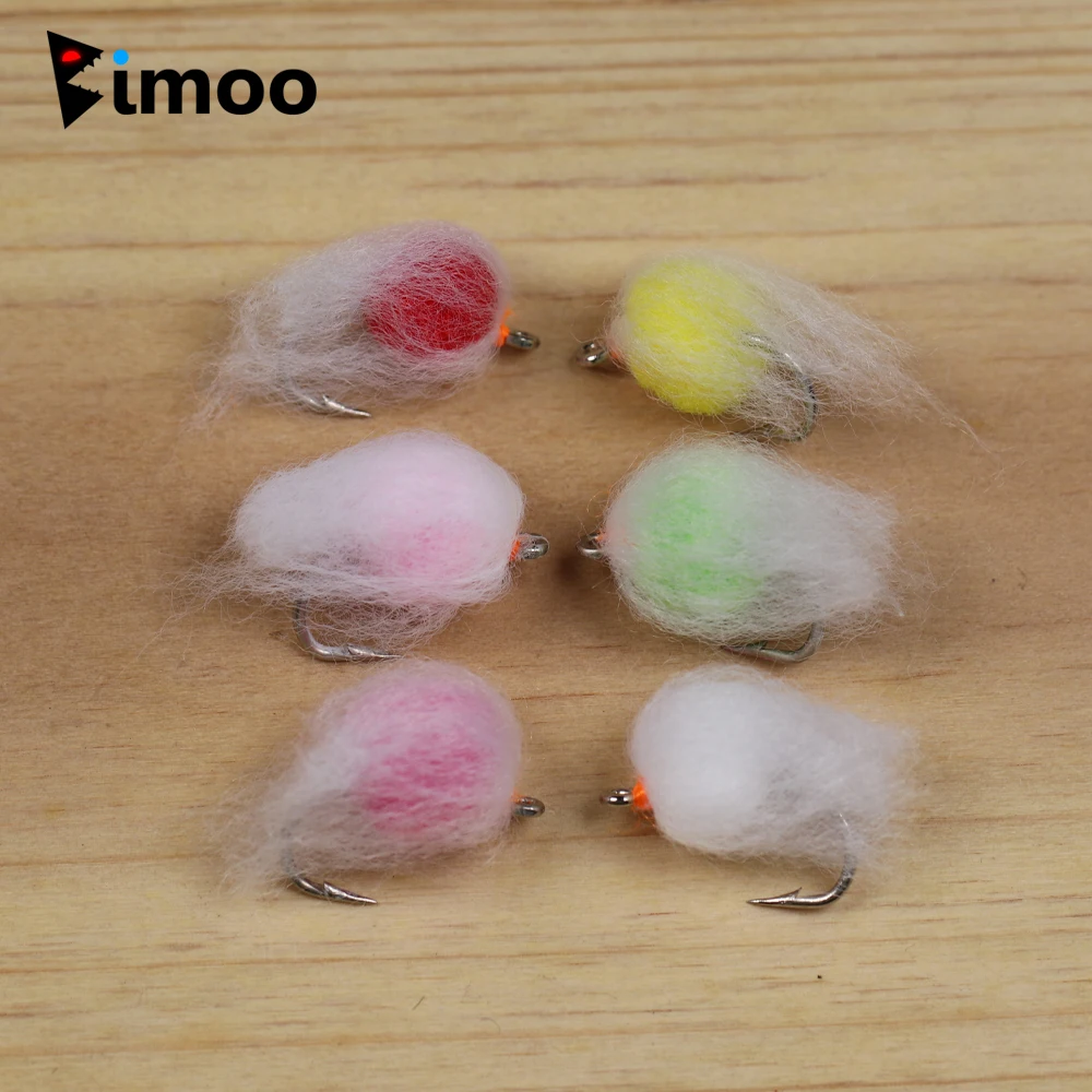 Bimoo 6PCS #12 Synthetic Milking Egg Fly Glo Bug Soft Fish Roe Wet Flies Trout Salmon Steelhead Fishing Eggs Lure Bait