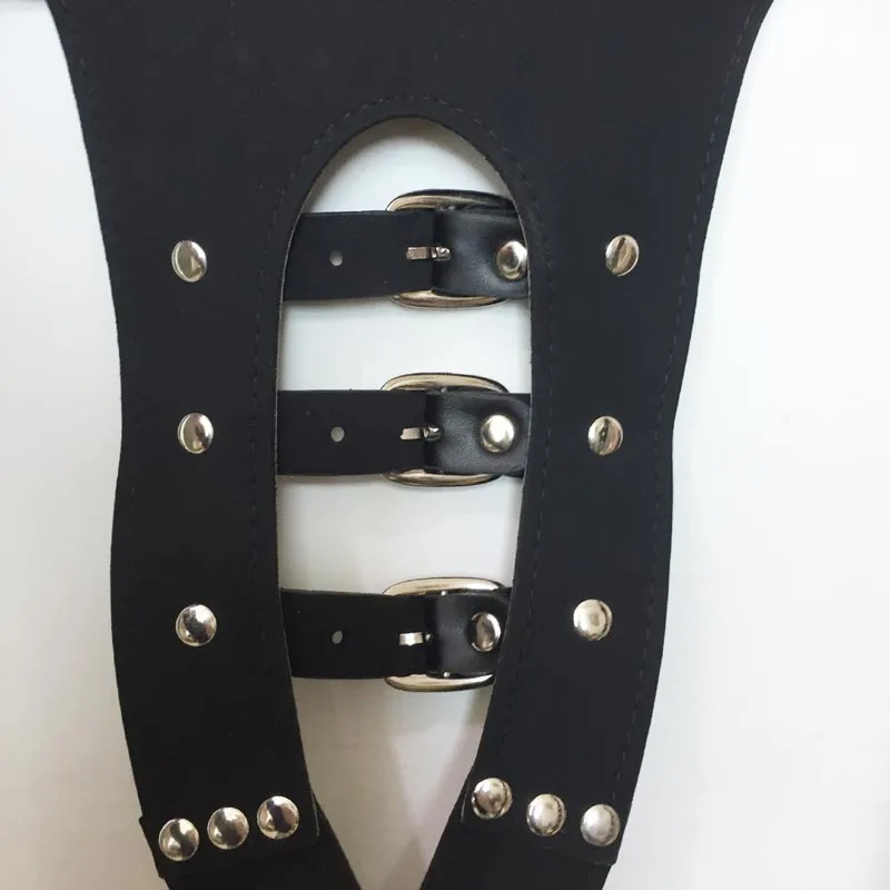 Sexy Faux Leather Men Chastity Harness Brief Underwear with Front Restraint Strap Buckle Male Fetish Lingerie