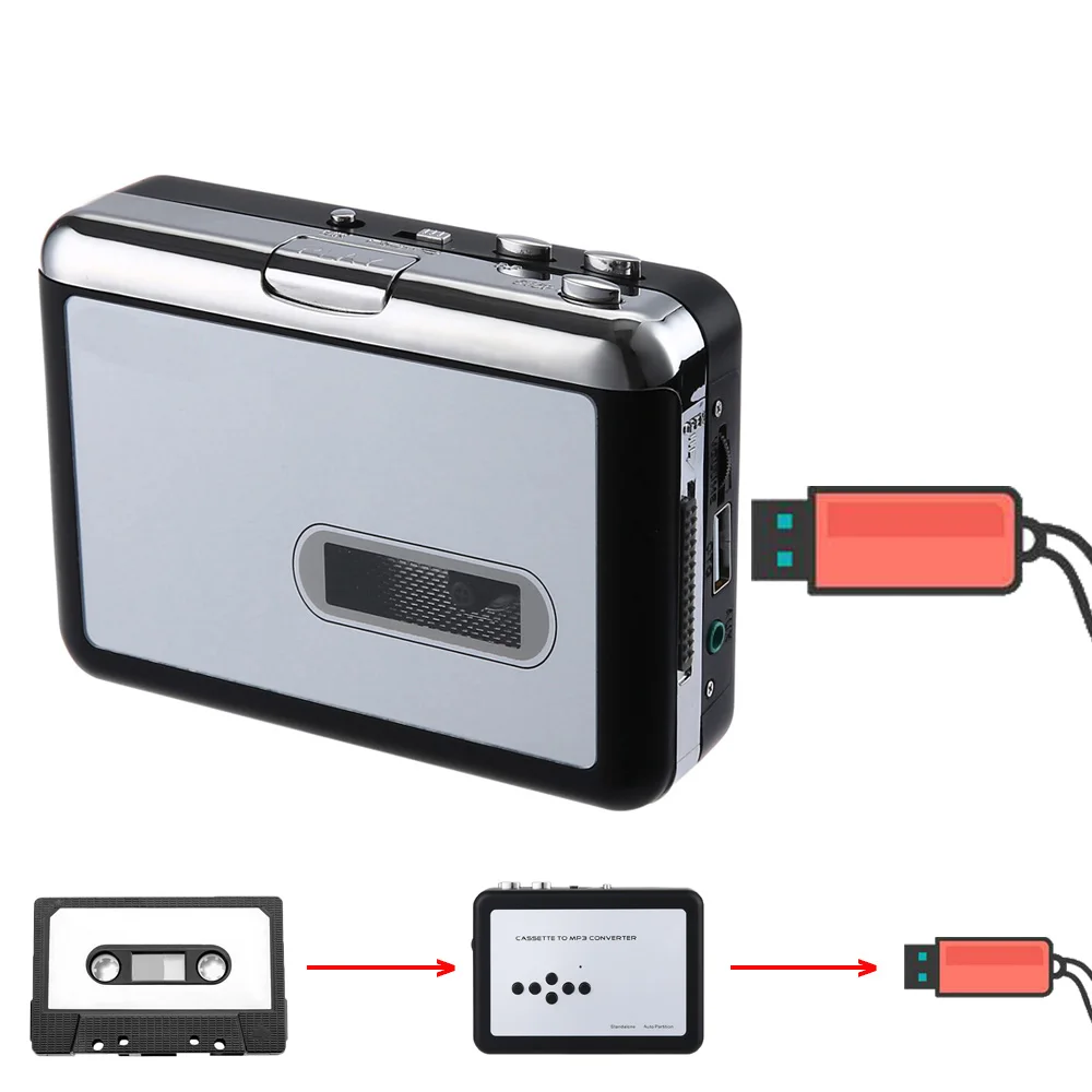 New Cassette Player USB Walkman Cassette Tape Music Audio to MP3 Converter Player Save MP3 File to USB Flash/USB Drive