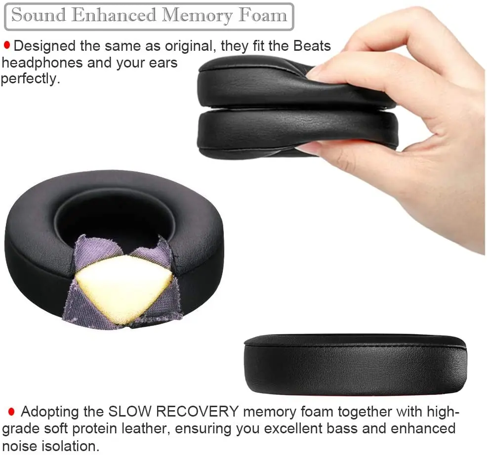 Almohadillas de repuesto Beats Studio, almohadillas profesionales personalizadas para Beats Studio 3 Wireless & Studio 2 con cable/inalámbrico