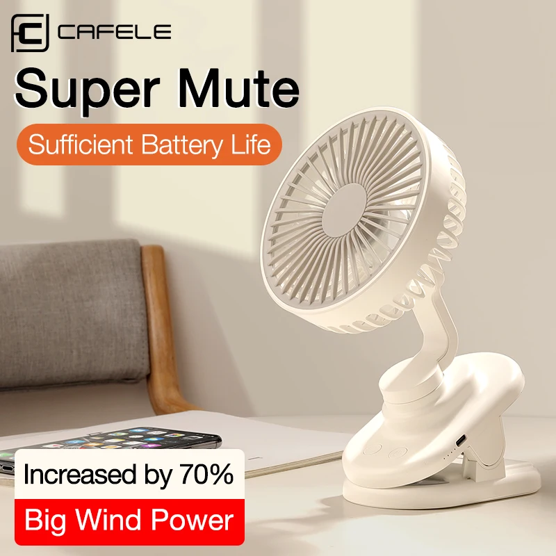 

CAFELE Stroller Fan Silent Mute Rechargeable USB Clip Fan Automatical Swing Portable Mini Table Fan Summer Cool Gadgets 3 Gears