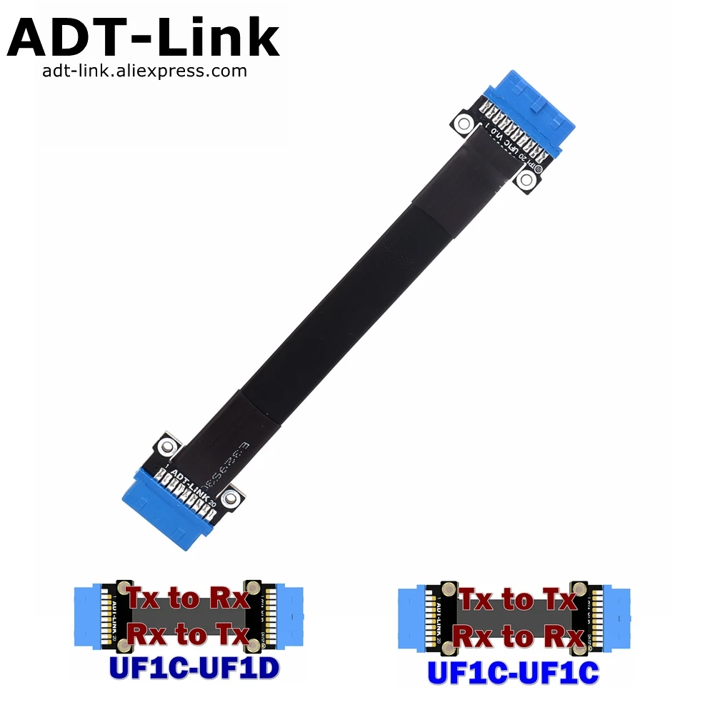 

USB 3.0 19Pin / 20Pin Flat Ribbon Extension Cable 5G/bps 90° AngleFor ITX/ATX Motherboard Tx to Tx & Tx To Rx Extension Exchange