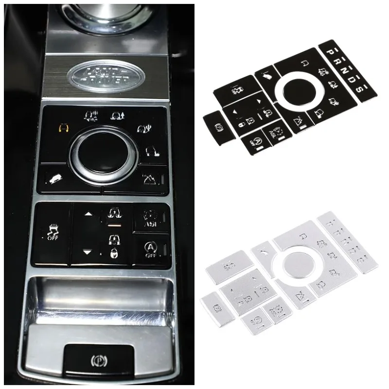 Silver Black Alloy Center Shift Gear Instruct Mode Function Button Cover Decorate Sticker Car Interior For Land Rover Vogue15-16