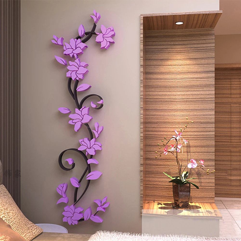 1Pcs 3D DIY Vase Flower Tree Removable Art Vinyl Wall Stickers Decal Mural Home Decor For Home Bedroom Decoration Hot Sale