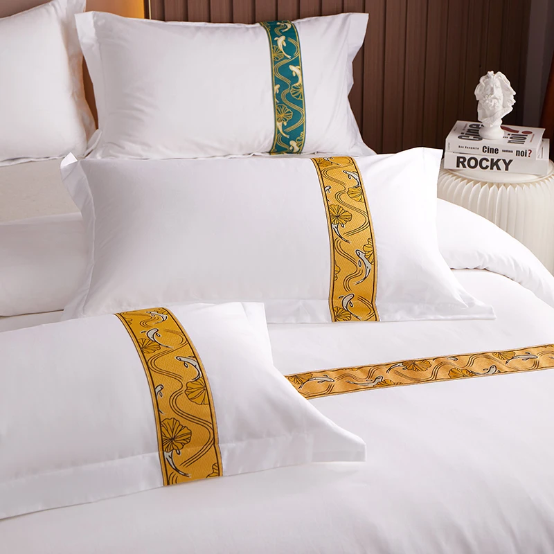 White Hotel Pillow Case 100% Satin Cotton Increase Density Striped Pillow Cover One Pair Pillowcases 55x85cm Size