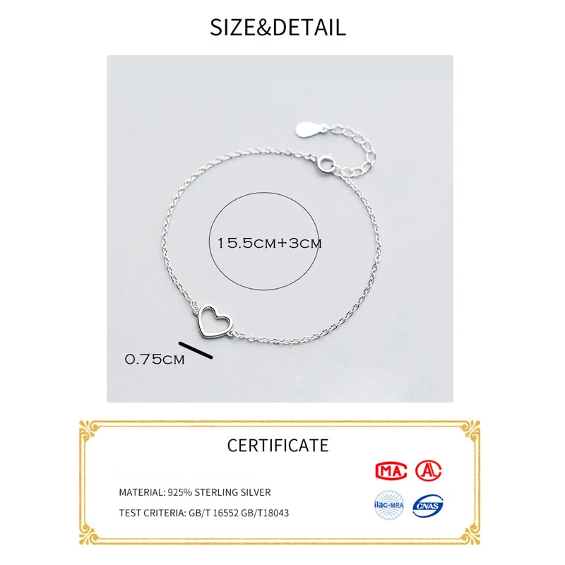 La Monada Heart Bracelets For Women Silver 925 Sterling Fine Silver 925 Jewelry For Women\'s Bracelets Chain Female