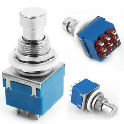 Guitar Effects 3PDT Pushbutton Pedal Footswitch ON-ON Switch Solder Terminal Latching Stomp Foot Control Switch True Bypass