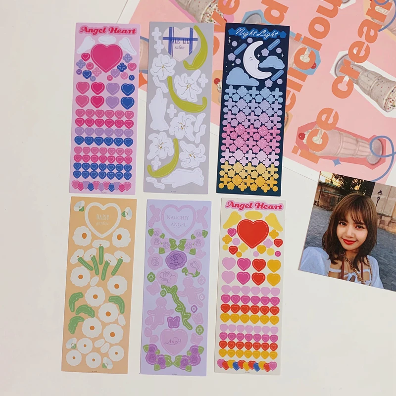 INS Hot Art Love Moon Flower Ribbon Sticker Ins Hand Account Diary Star Chasing Ribbon Decoration Material Stickers Personalized