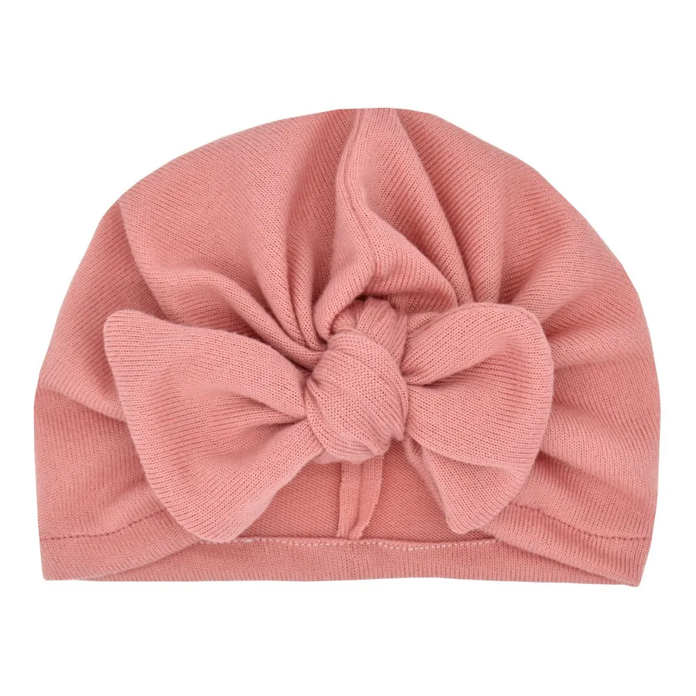 Newborn Knitted Soft Beanie Hat Bunny Ear Bow baby girlsr Hat Turban Infant Toddler Beanies Cap Soft Elastic Boy HeadWrap Bonnet