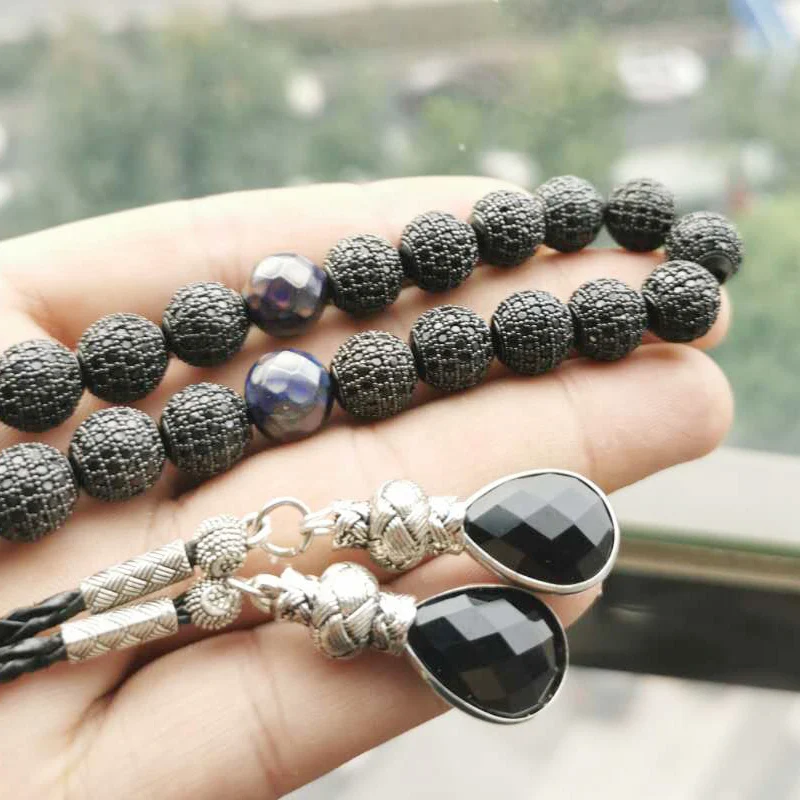 Tasbih Black zircon beads Temperature discoloration bracelet gift Misbaha stone accessories handmade jewelry - view 2