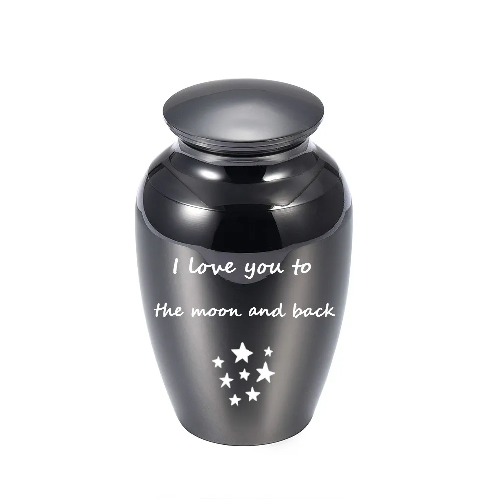 LHP184 73mm Stainless Steel Mini Urn for Human Cremation Ashes Memorial Keepsake Jewelry-I love you to the moon and back