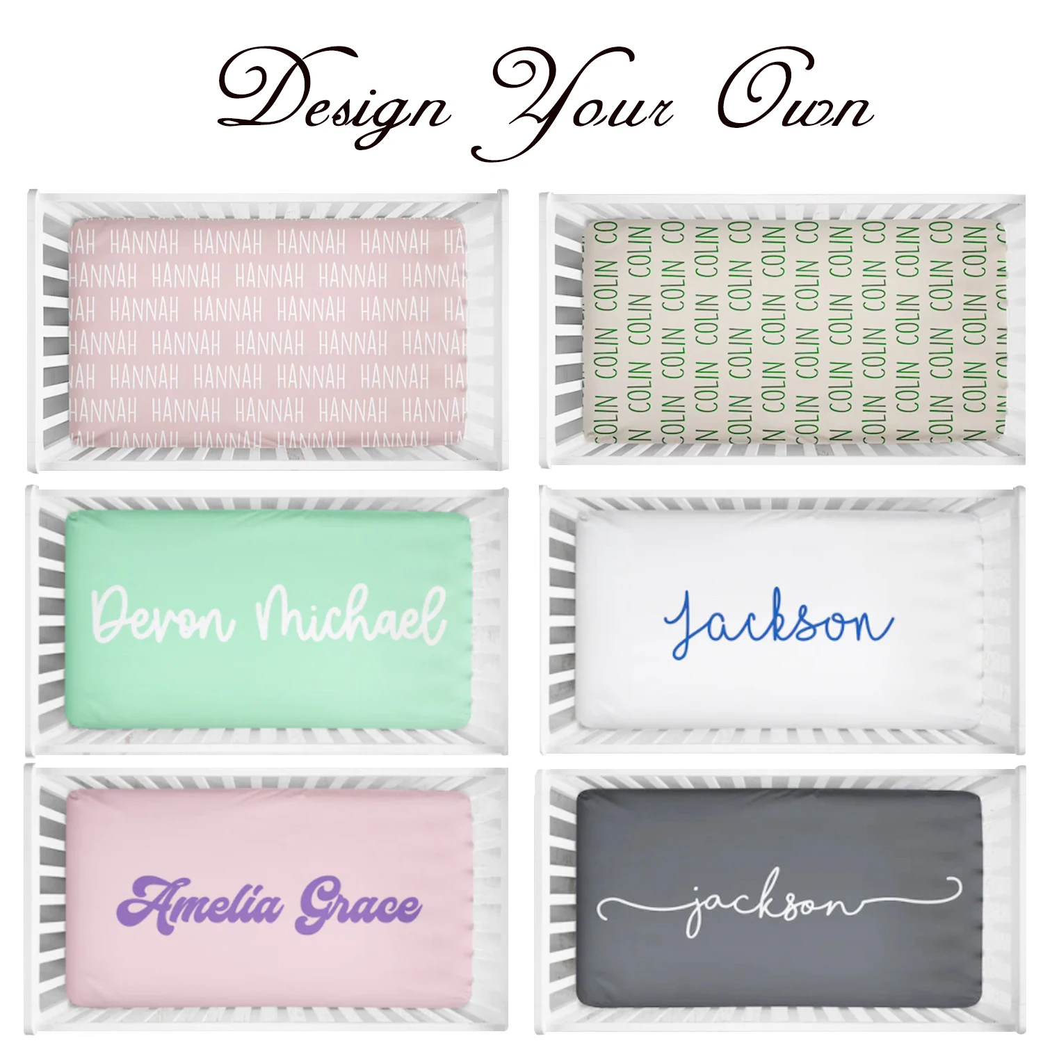 LVYZIHO Design Your Own Name Fitted Crib Sheet, 28