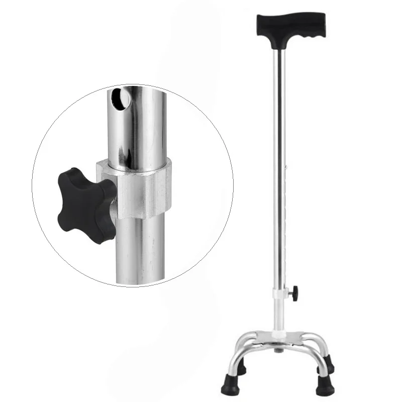 

New Elderly Four-legged Stainless Steel Crutch Cane Walking Stick Retractable Adjustable Walking Aid For The Elderly