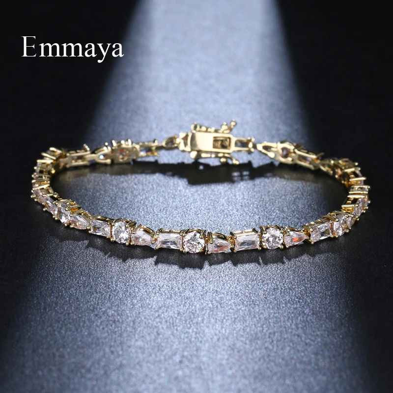 EMMAYA Hot Sale Three Different Shape Geomerty Design Brilliant Bracelet WIth Cubic Zircon For Female Banquet First Choice